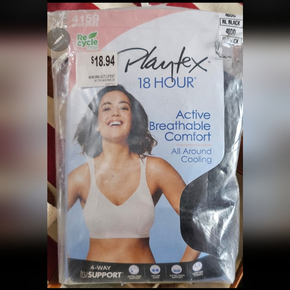 Playtex 18 Hour Black Active Bra